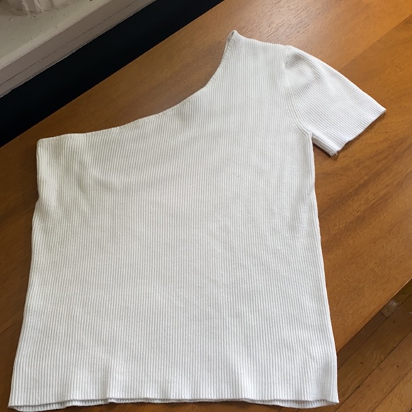 HOT Mango White Knit Asymmetrical Top - M - Picture 5 of 7